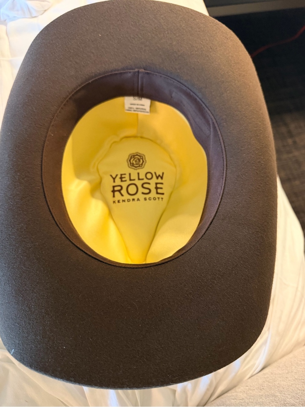 NWOT Kendra Scott yellow rose cowboy hat sz s/m adjustable w suede ring tie $250 - Picture 6 of 7